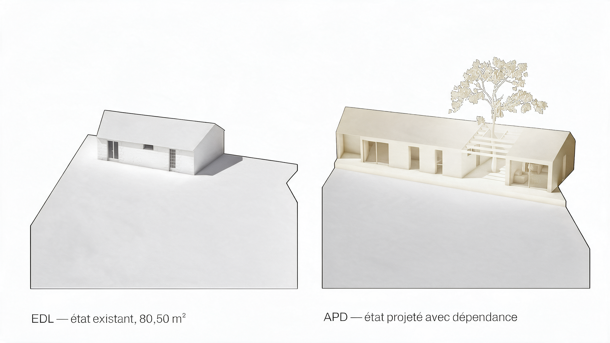 Maquettes de l’état existant et de l’état projeté