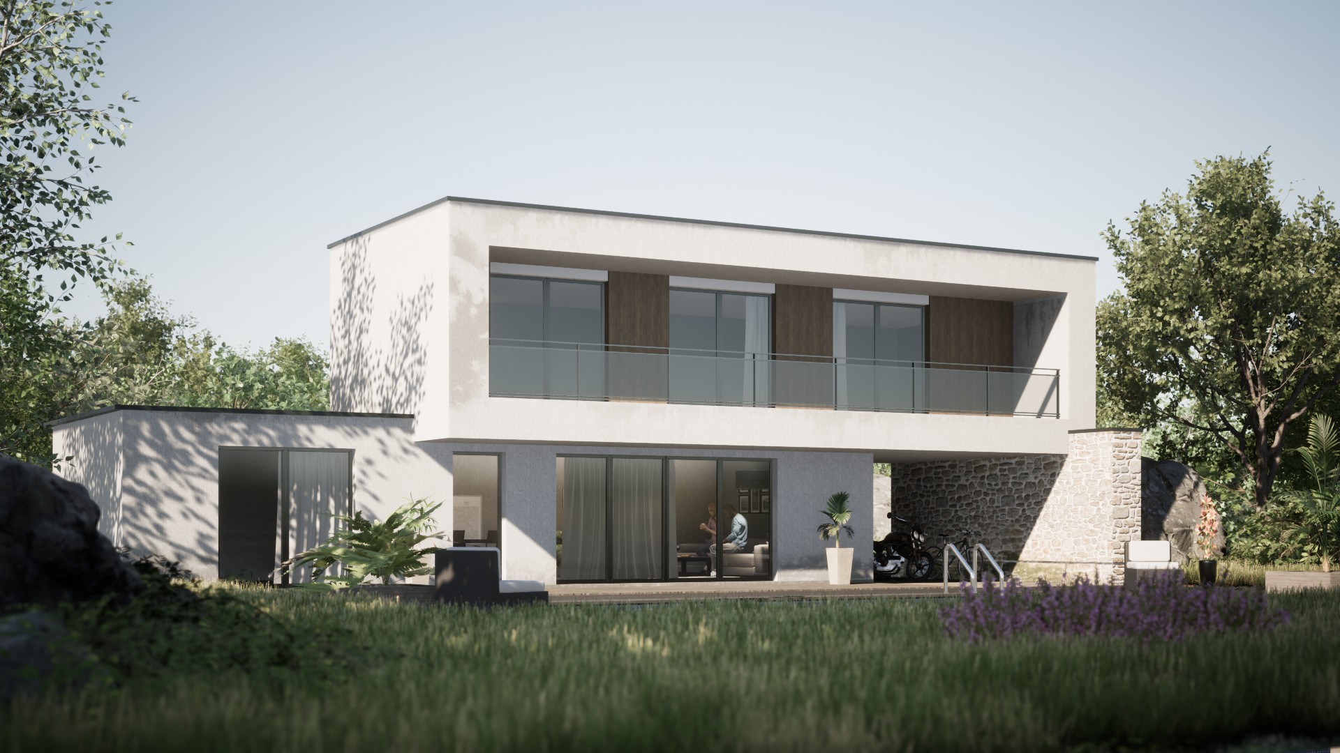 Maison individuelle — image de synthèse, façade jardin